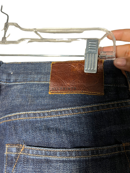 AllSaints Mens size 32 x 32 Rigg Fit Blue Button Fly Straight Leg Denim Jeans - Picture 10 of 11